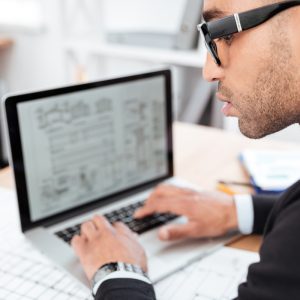 Close-up portrait of a pensive businessman in office